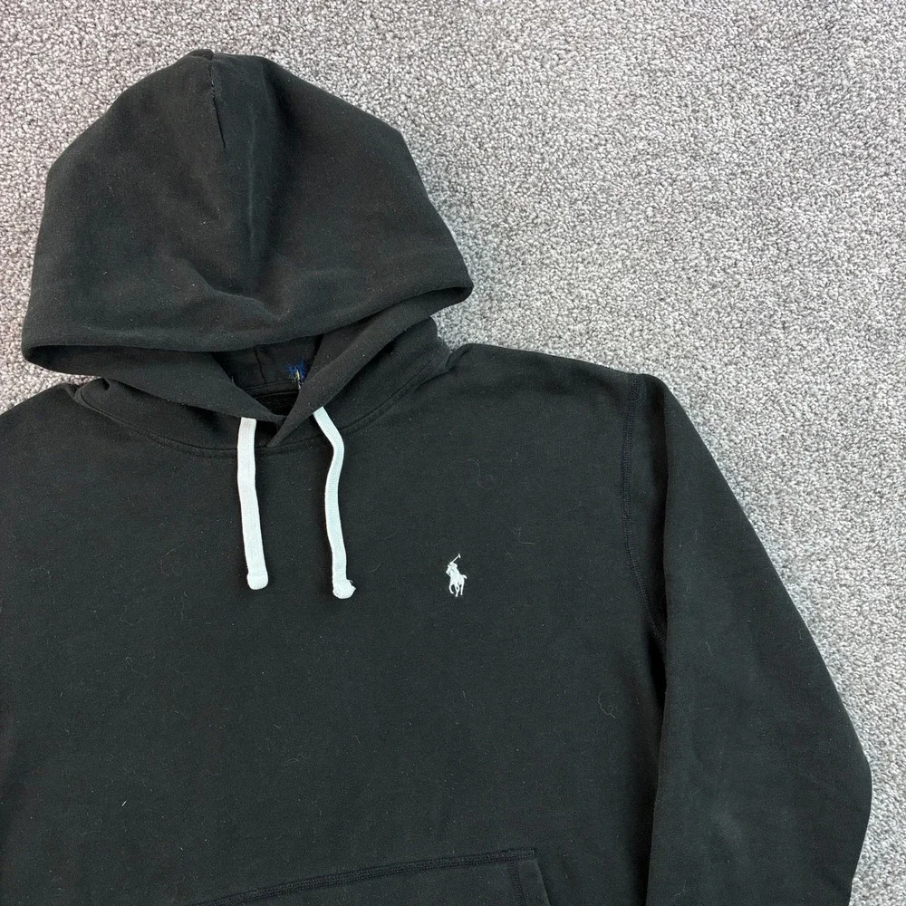 Polo Ralph Lauren Hoodie Mens Large Black Pullover Small Pony Logo